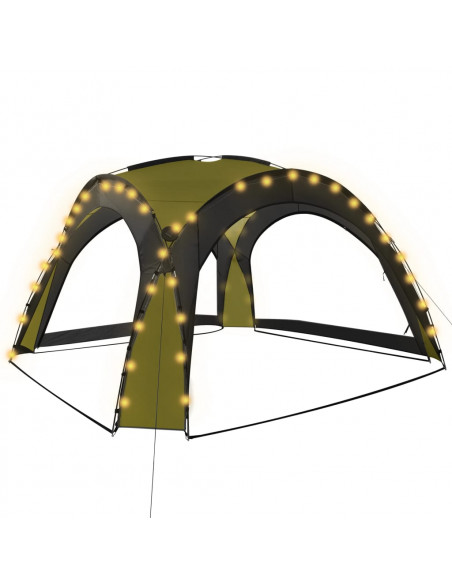Tenda per Feste con LED e 4 Pareti 3,6x3,6x2,3 m Verde
