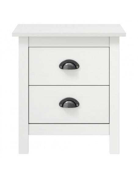 Comodino Hill Bianco 46x35x49,5 cm Legno Massello di Pino