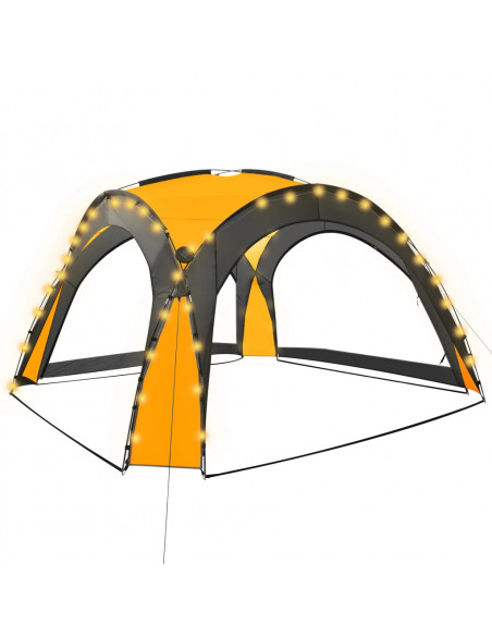 Tenda per Feste con LED e 4 Pareti 3,6x3,6x2,3 m Gialla
