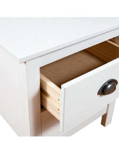 Comodino Hill Bianco 46x35x49,5 cm Legno Massello di Pino