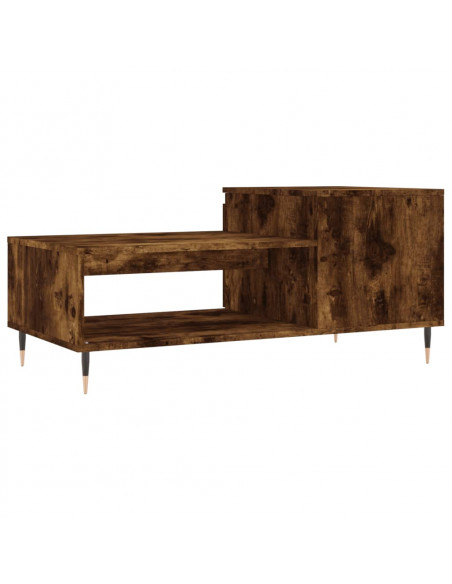 Tavolino da Salotto Rovere Fumo 100x50x45 cm Legno Multistrato