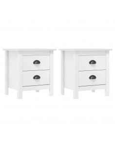 Comodini Hill Bianchi 2 pz 46x35x49,5 cm Legno Massello di Pino 2
