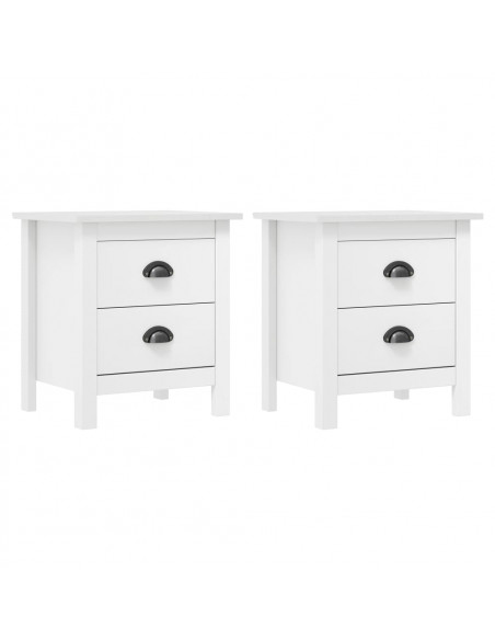 Comodini Hill Bianchi 2 pz 46x35x49,5 cm Legno Massello di Pino