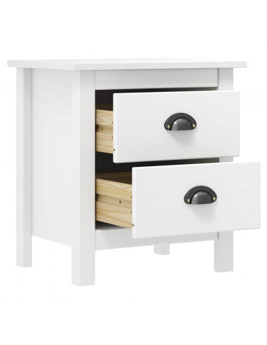 Comodini Hill Bianchi 2 pz 46x35x49,5 cm Legno Massello di Pino