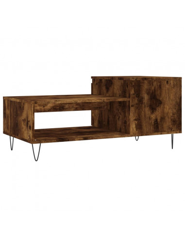 Tavolino da Salotto Rovere Fumo 100x50x45 cm Legno Multistrato
