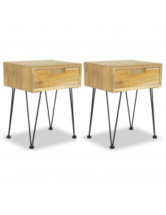 Comodini 2 pz 40x30x50 cm in Legno Massello di Teak 2