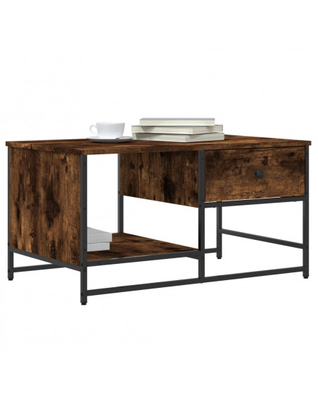 Tavolino da Salotto Rovere Fumo 85,5x51x45 cm Legno Multistrato