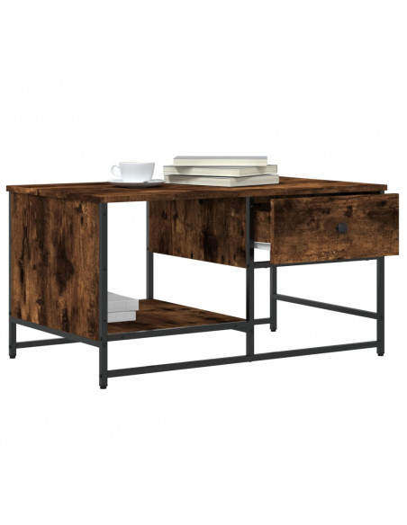 Tavolino da Salotto Rovere Fumo 85,5x51x45 cm Legno Multistrato