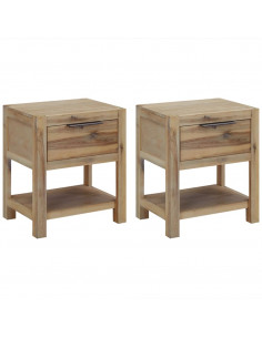 Comodini con Cassetti 2 pz 40x30x48 cm Legno Massello di Acacia 2