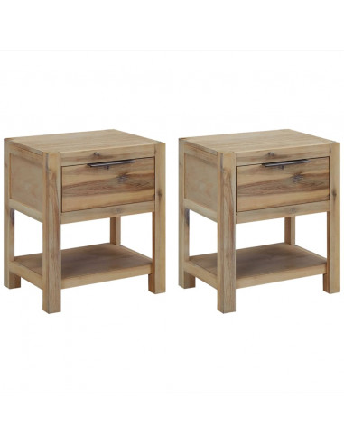 Comodini con Cassetti 2 pz 40x30x48 cm Legno Massello di Acacia