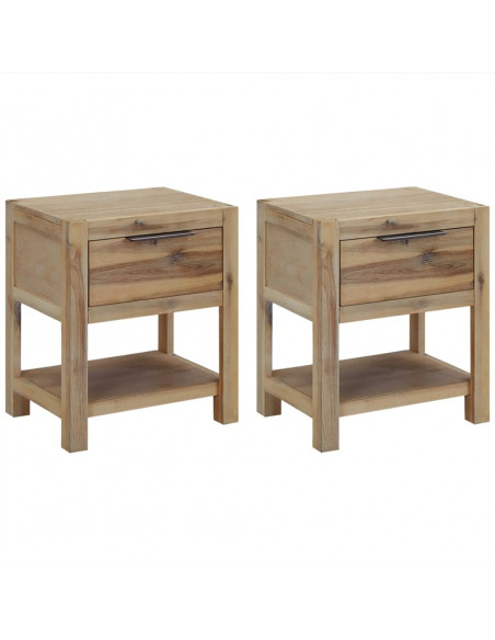 Comodini con Cassetti 2 pz 40x30x48 cm Legno Massello di Acacia