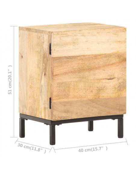 Comodino 40x30x51 cm in Legno Massello di Mango