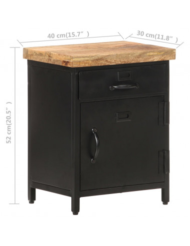 Comodino 40x30x52 cm in Legno di Mango Grezzo