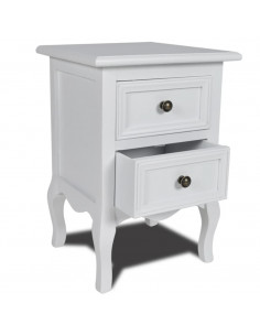 Comodino con 2 Cassetti in MDF Bianco 2