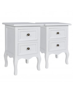 Comodini 2 pz con 2 Cassetti in MDF Bianchi 2