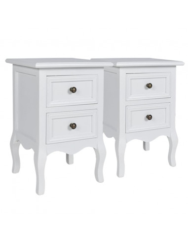 Comodini 2 pz con 2 Cassetti in MDF Bianchi