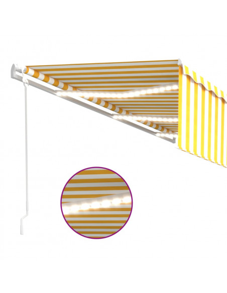 Tenda Automatica con Sensore Vento LED 6x3 m Gialla/Bianca