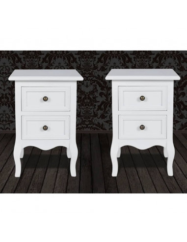 Comodini 2 pz con 2 Cassetti in MDF Bianchi
