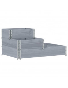 Fioriera Rialzata a 3 Livelli Grigia 120x80 cm Legno di Pino 2