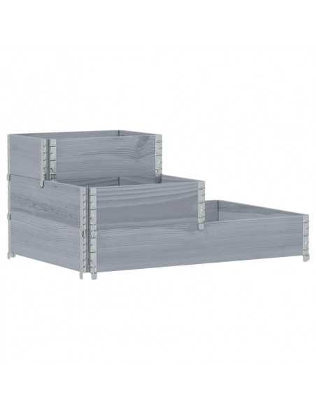 Fioriera Rialzata a 3 Livelli Grigia 120x80 cm Legno di Pino