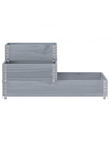 Fioriera Rialzata a 3 Livelli Grigia 120x80 cm Legno di Pino