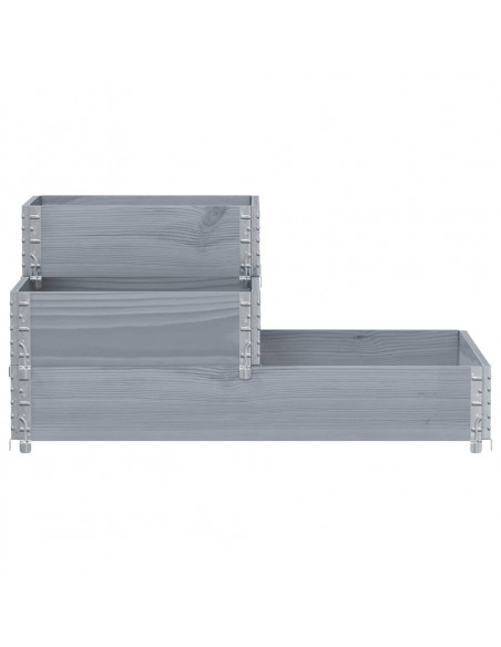 Fioriera Rialzata a 3 Livelli Grigia 120x80 cm Legno di Pino