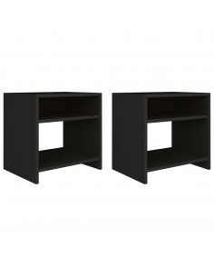 Comodini Neri 2 pz 40x30x40 cm in Legno Multistrato 2