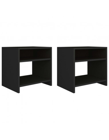 Comodini Neri 2 pz 40x30x40 cm in Legno Multistrato