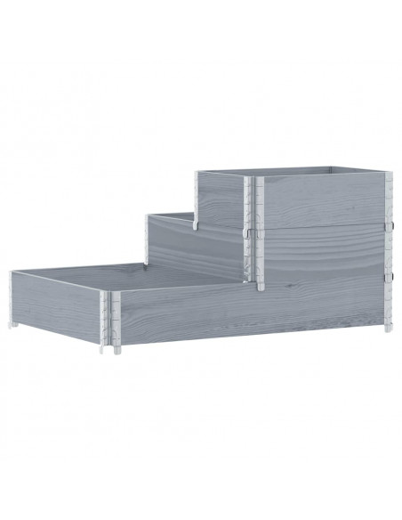 Fioriera Rialzata a 3 Livelli Grigia 120x80 cm Legno di Pino