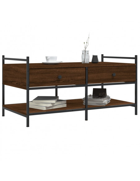 Tavolino da Salotto Rovere Marrone 99x50x50cm Legno Multistrato