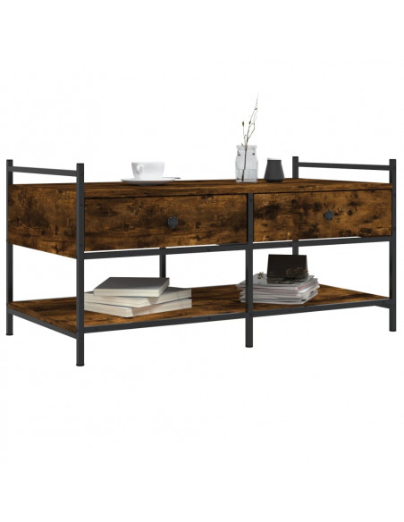Tavolino da Salotto Rovere Fumo 99x50x50cm in Legno Multistrato