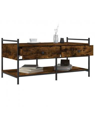 Tavolino da Salotto Rovere Fumo 99x50x50cm in Legno Multistrato