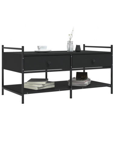 Tavolino da Salotto Nero 99x50x50 cm in Legno Multistrato