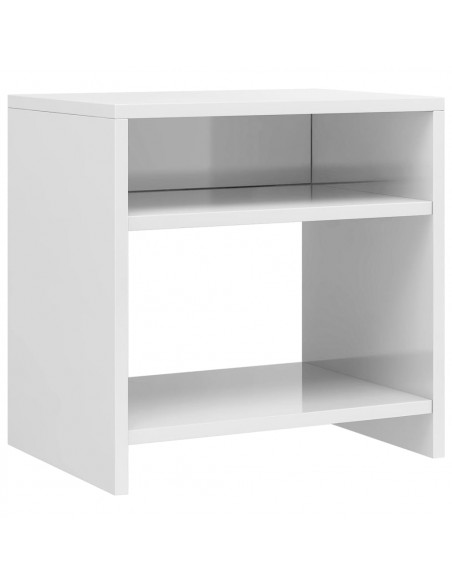 Comodino Bianco Lucido 40x30x40 cm in Legno Multistrato