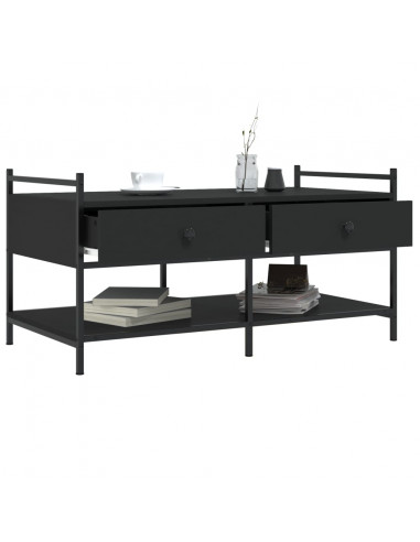 Tavolino da Salotto Nero 99x50x50 cm in Legno Multistrato