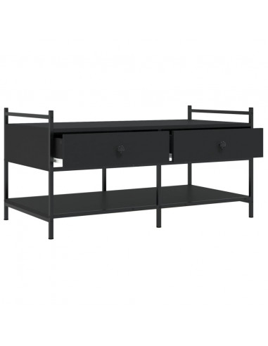 Tavolino da Salotto Nero 99x50x50 cm in Legno Multistrato