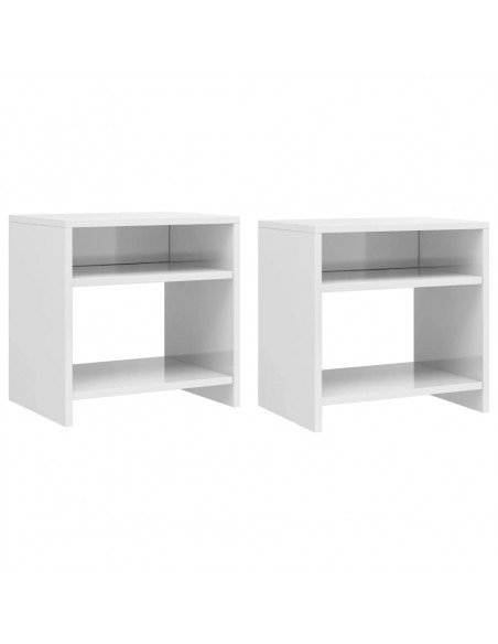 Comodini 2 pz Bianco Lucido 40x30x40 cm in Legno Multistrato