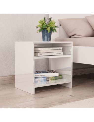 Comodini 2 pz Bianco Lucido 40x30x40 cm in Legno Multistrato