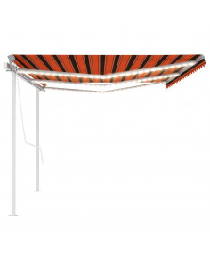 Tenda Automatica con Sensore Vento e LED 6x3 m Arancio Marrone 2