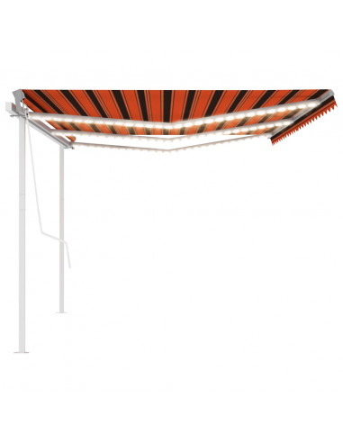 Tenda Automatica con Sensore Vento e LED 6x3 m Arancio Marrone