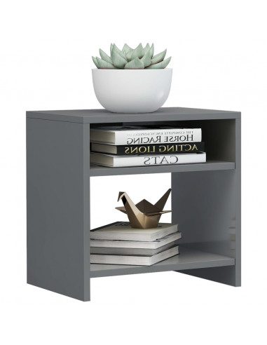 Comodino Grigio Lucido 40x30x40 cm in Legno Multistrato