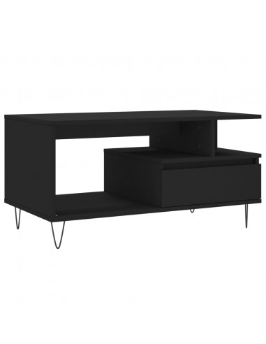Tavolino da Salotto Nero 90x49x45 cm in Legno Multistrato