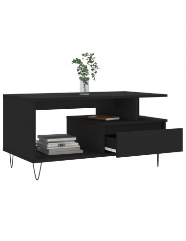 Tavolino da Salotto Nero 90x49x45 cm in Legno Multistrato