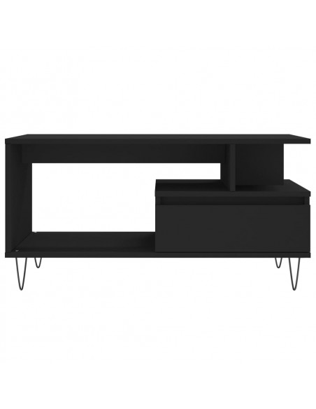 Tavolino da Salotto Nero 90x49x45 cm in Legno Multistrato