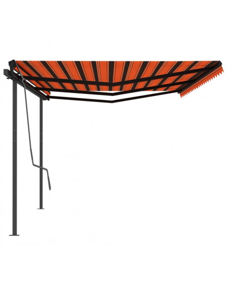 Tenda Sole Retrattile Manuale con Pali 6x3 m Arancione Marrone