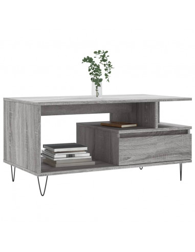 Tavolino da Salotto Grigio Sonoma 90x49x45 cm Legno Multistrato