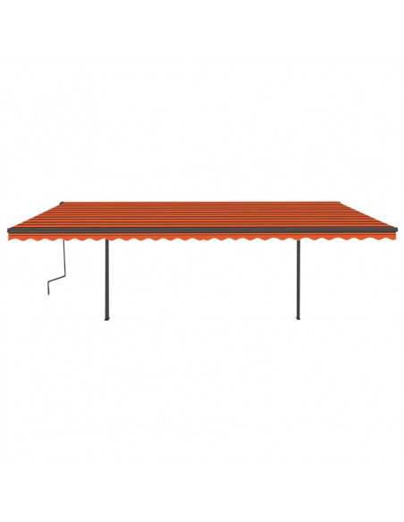 Tenda Sole Retrattile Manuale con Pali 6x3 m Arancione Marrone