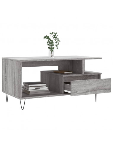 Tavolino da Salotto Grigio Sonoma 90x49x45 cm Legno Multistrato