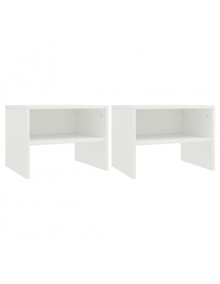 Comodini Bianchi 2 pz 40x30x30 cm Legno Ingegnerizzato