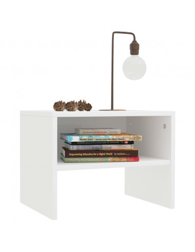 Comodini Bianchi 2 pz 40x30x30 cm Legno Ingegnerizzato